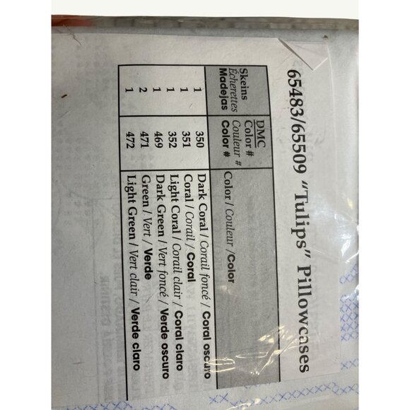 Bucilla Special Edition Premium Percale Tulips Pillowcases Craft Kit - Picture 7 of 7